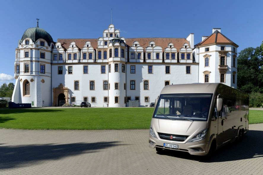 Wohnmobil vorm Schloss